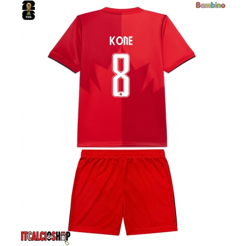 Canada Ismael Kone #8 Prima Maglia Bambino Mondiali 2026 Manica Corta (+ Pantaloni corti)